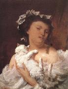 Gustave Courbet Lady and cat oil painting artist